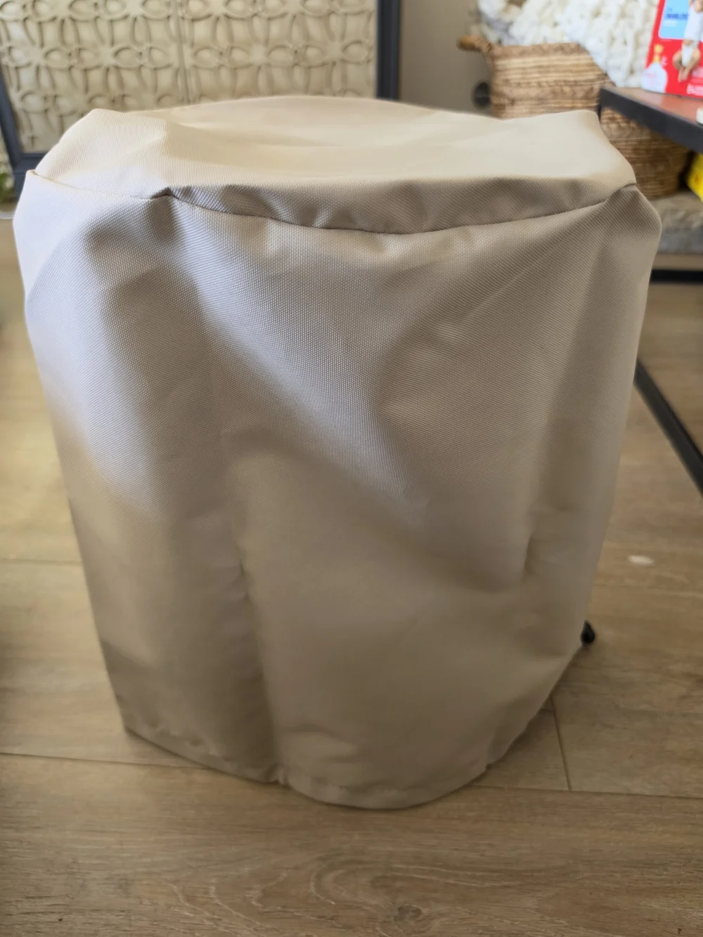 Restoration Hardware Sand Teak Spool Stool Cover - Neutral Sand
